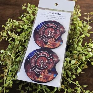 Fire Rescue Car Coaster Set - Red and Black